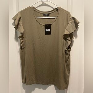DKNY Olive Ruffle Sleeve Short-Sleeve Tee